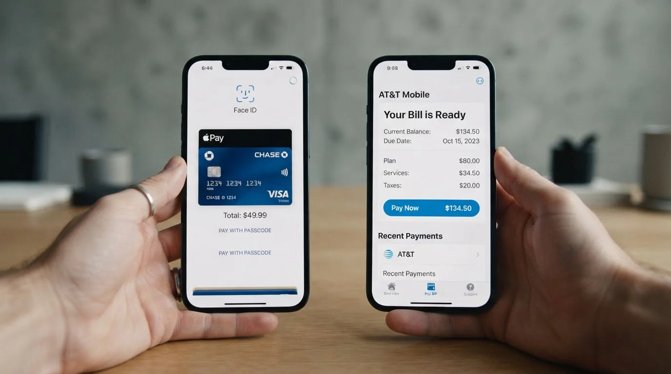 Comparison chart showing Apple Pay versus phone credit deposit methods side by side