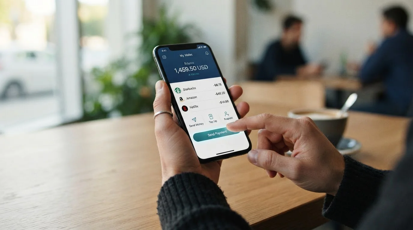 Smartphone displaying AstroPay wallet app with balance and deposit options