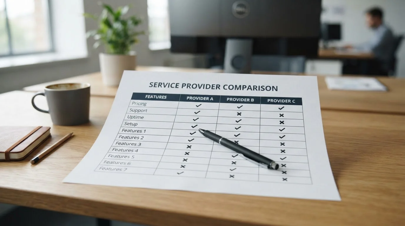 Comparison chart showing payment methods with checkmarks and crosses