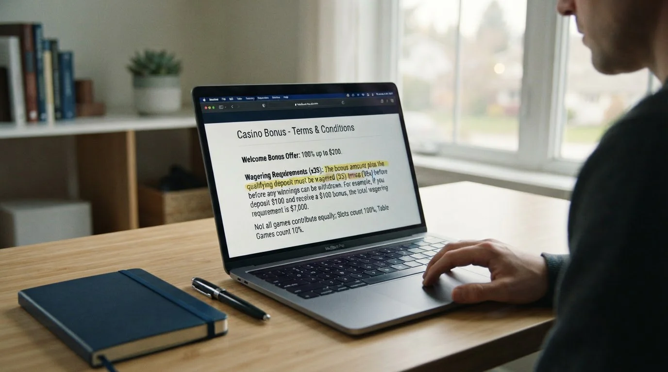 Promotional bonus terms page with highlighted wagering requirement section