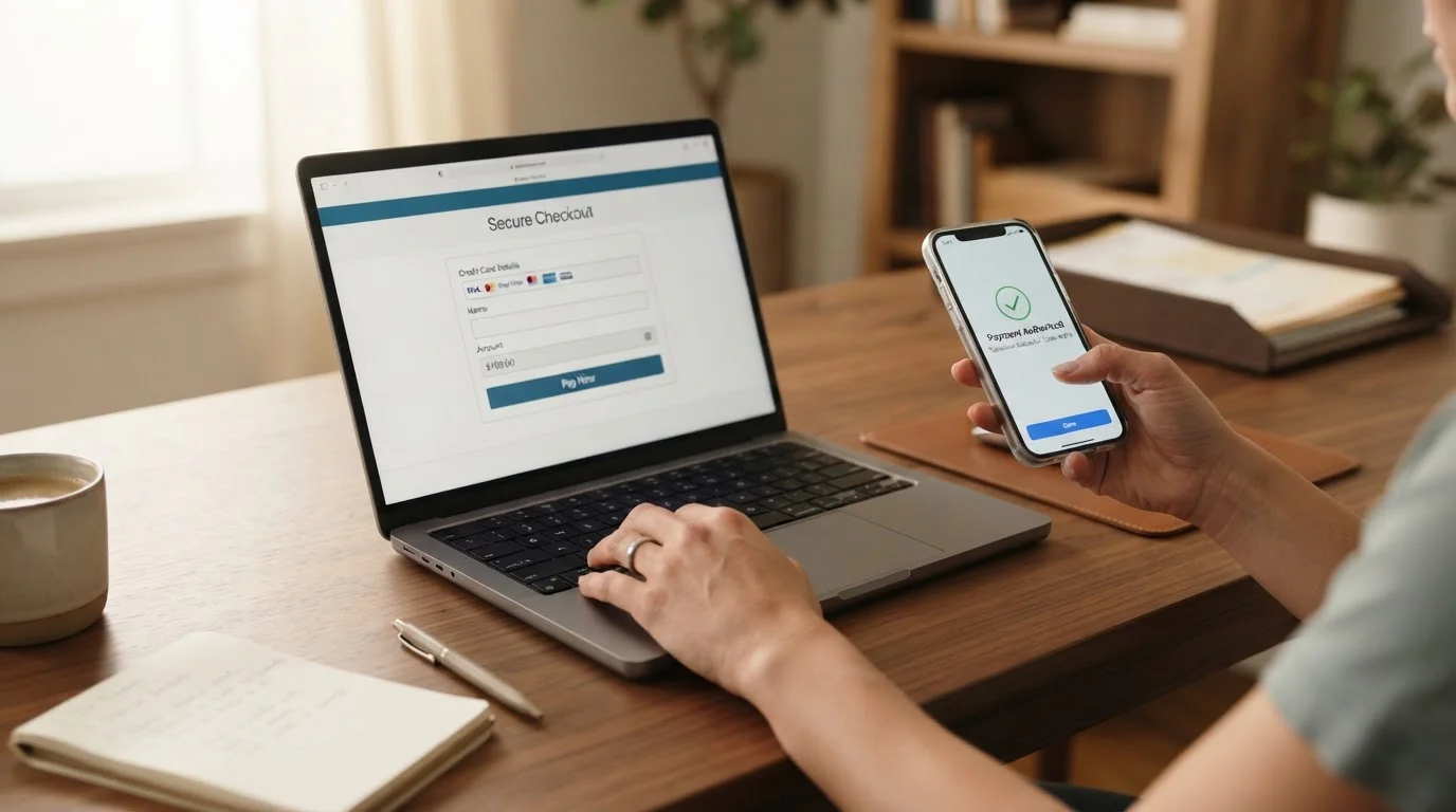 Step-by-step guide showing e-wallet deposit process on mobile and desktop