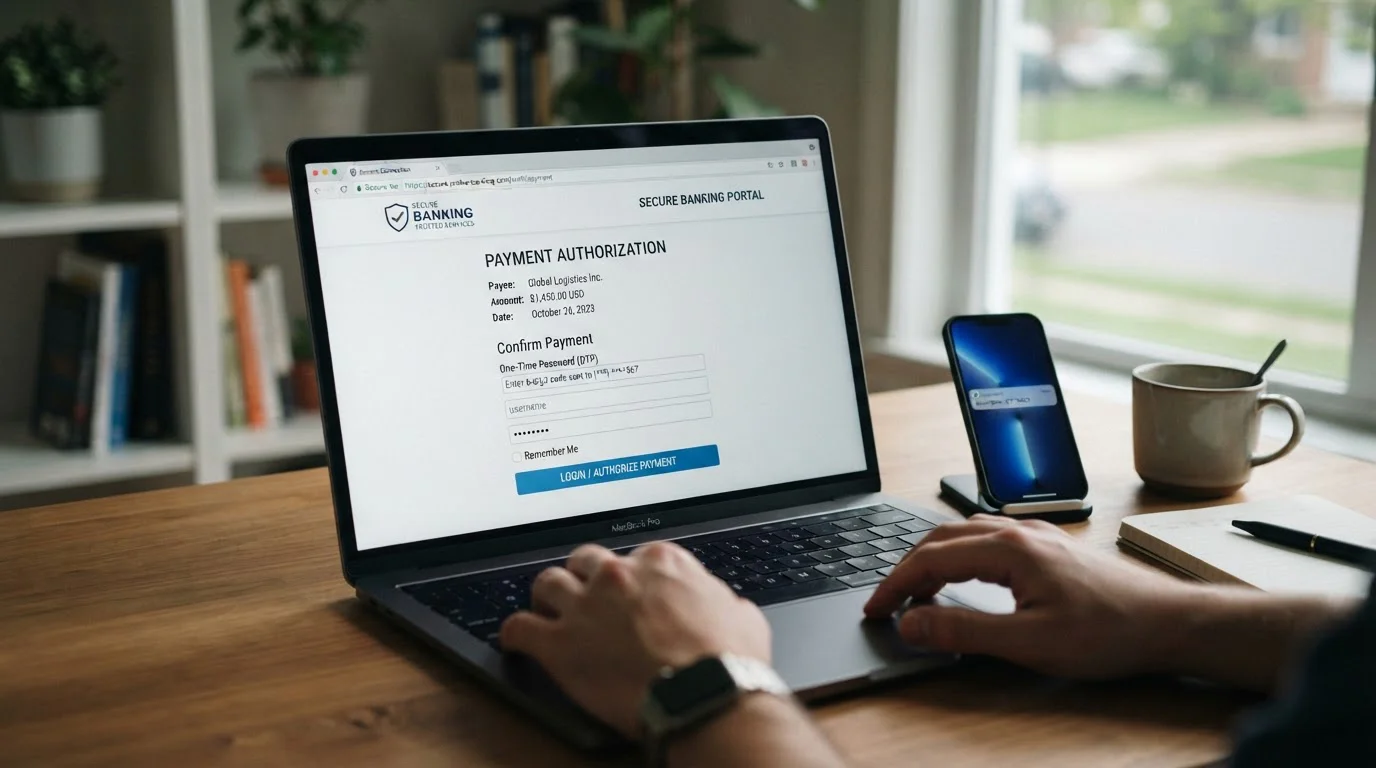 Online banking authentication screen for instant bank transfer payment