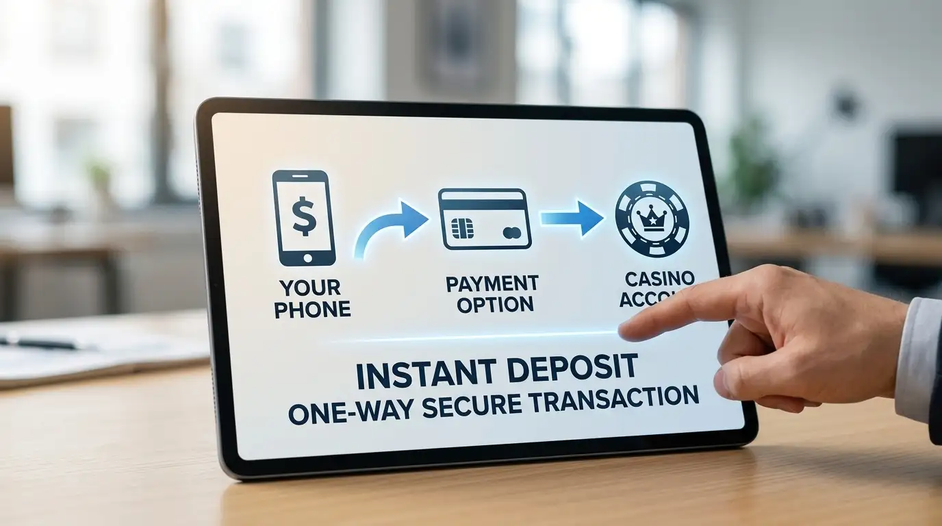 Diagram showing one-way payment flow from phone to casino