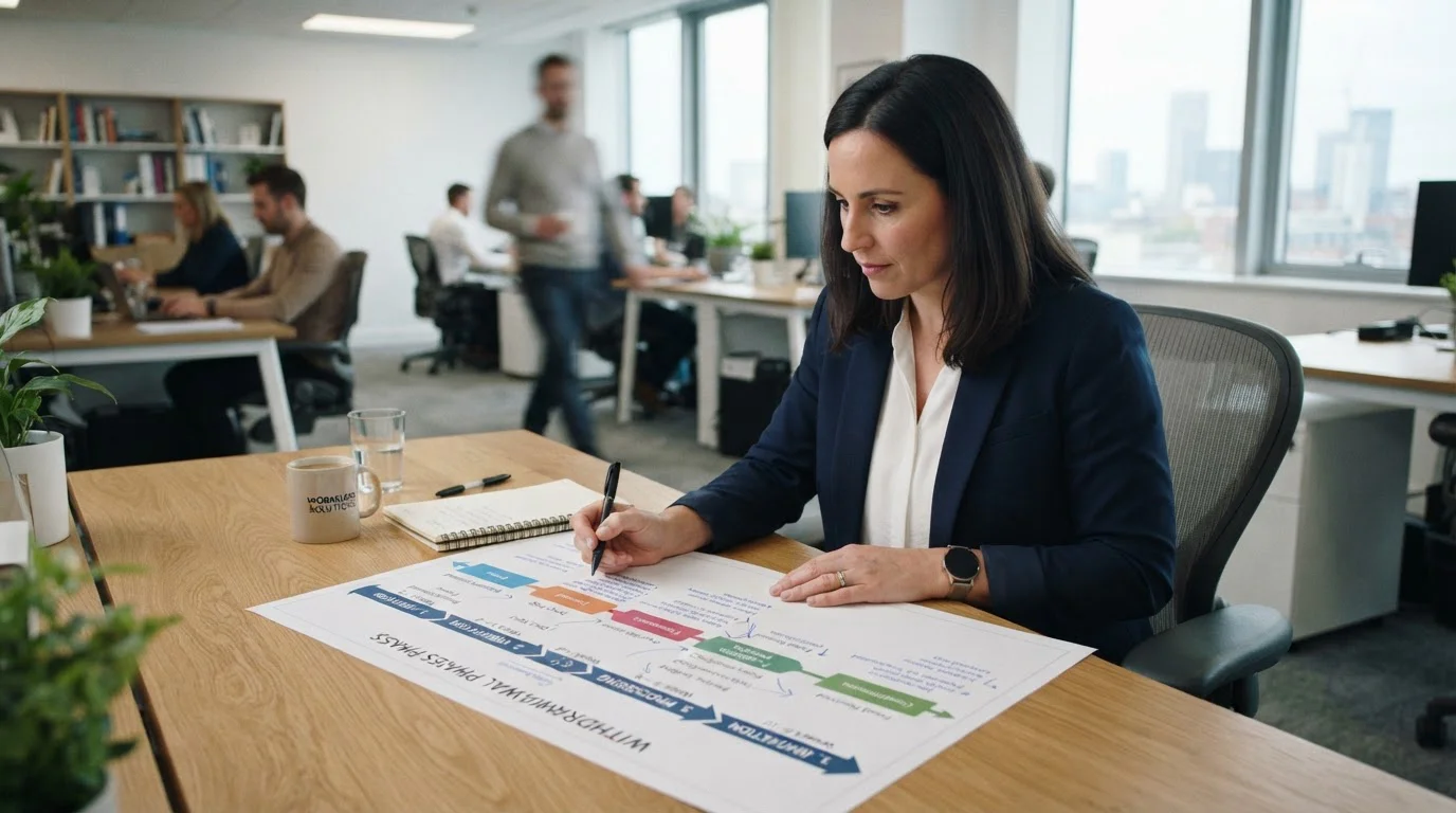 Person reviewing casino withdrawal timeline chart showing approval phases and transfer times