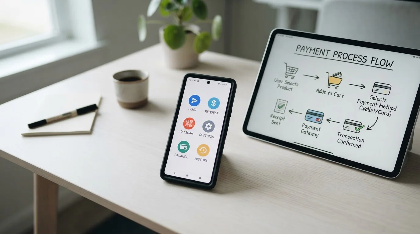 Payment method comparison showing e-wallet versus bank transfer settlement times