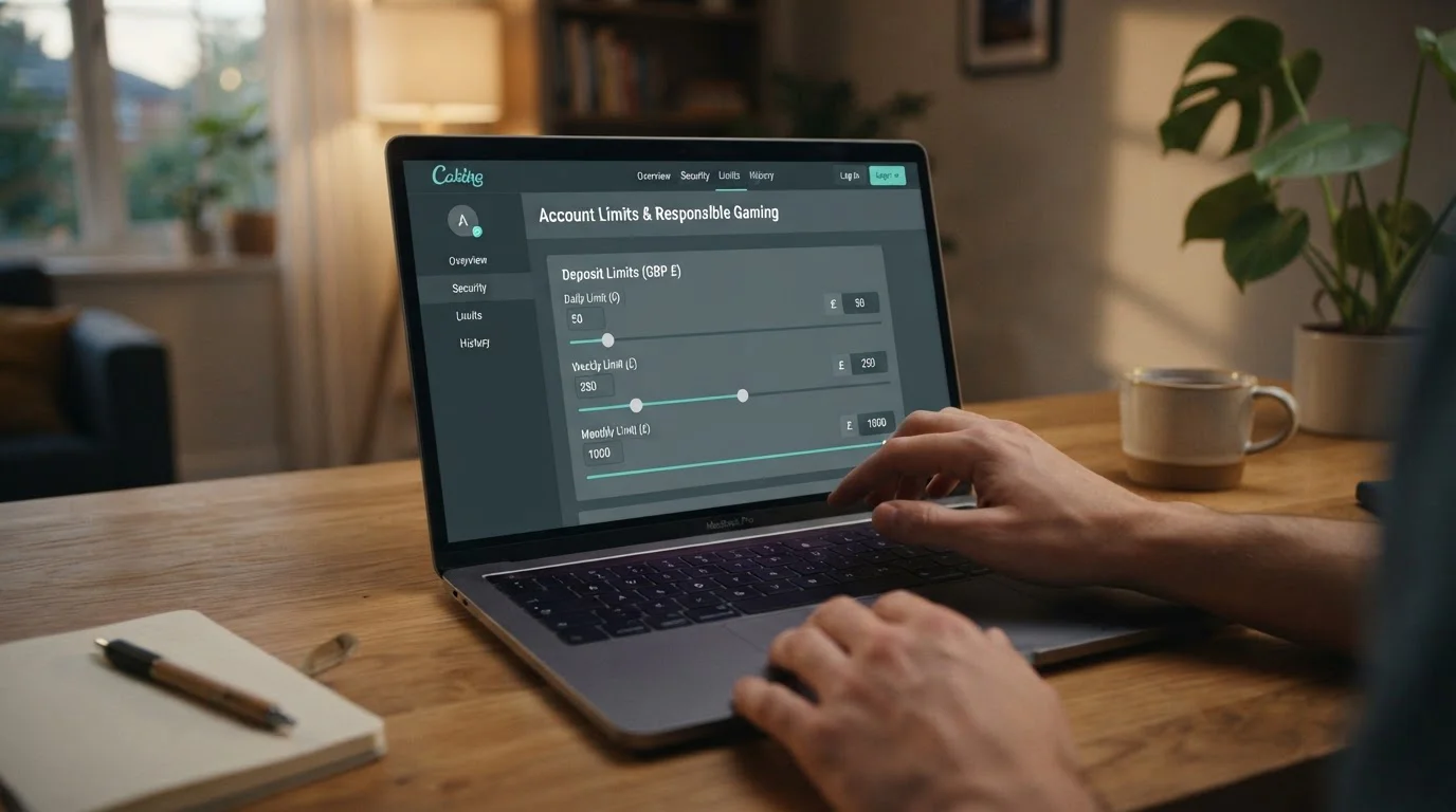 Person setting deposit limits on casino account settings screen