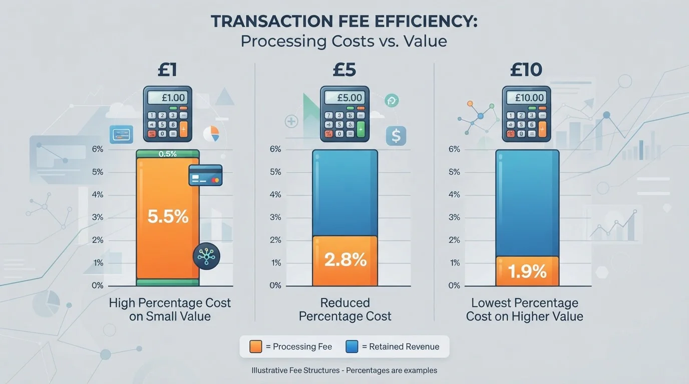 Calculator and payment processor fee breakdown showing deposit tier economics