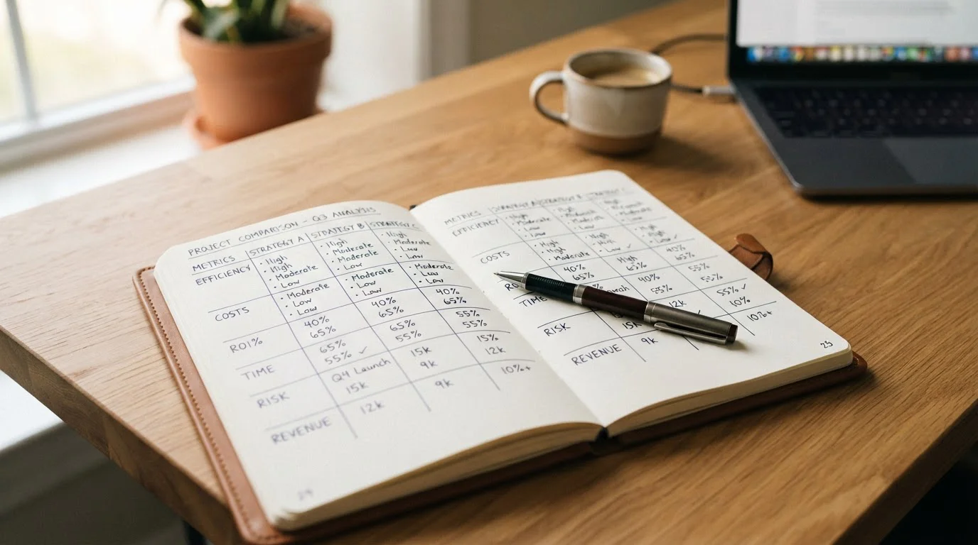Notebook with pen showing handwritten withdrawal fee comparison notes