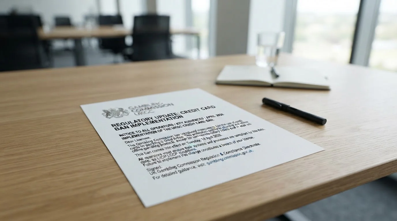 UK Gambling Commission official document with April 2020 credit card ban notice