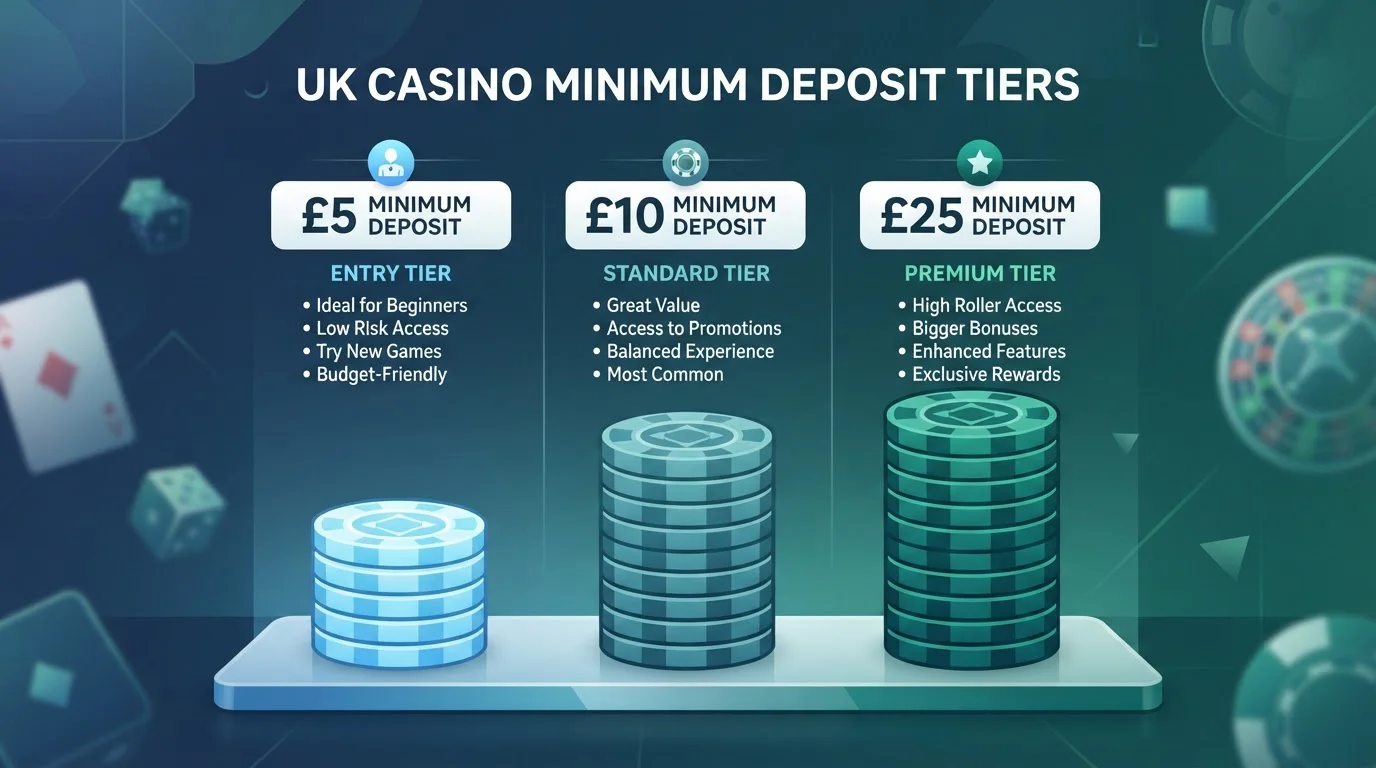 Comparison chart showing minimum deposit tiers at UK debit card casinos