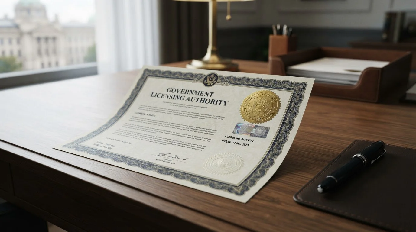 UK Gambling Commission official licence badge and verification document