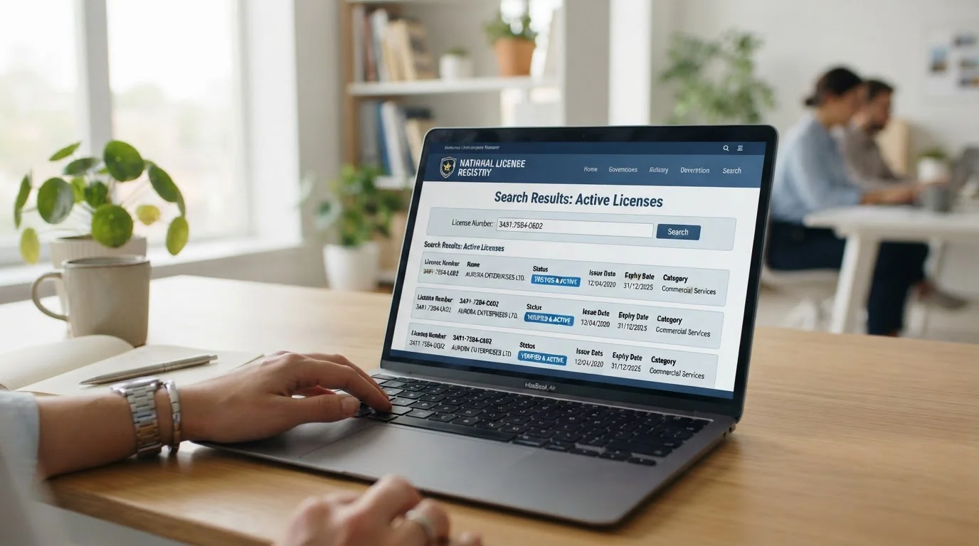 UK Gambling Commission public register search interface showing licence verification