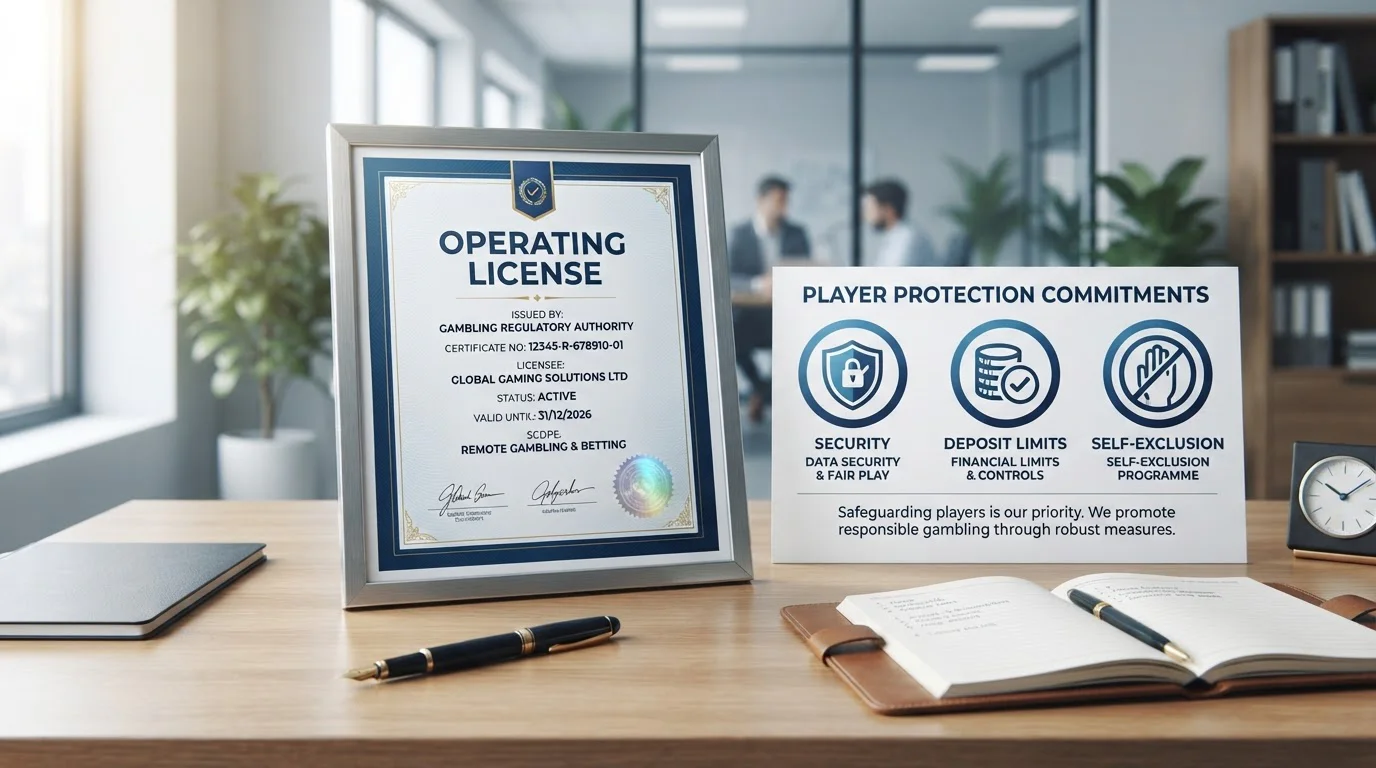 UKGC licence badge and player protection tools including deposit limits and GAMSTOP