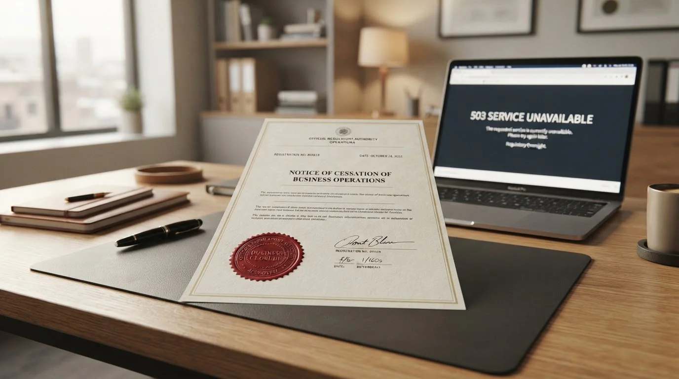 Closed payment service notice and regulatory documents