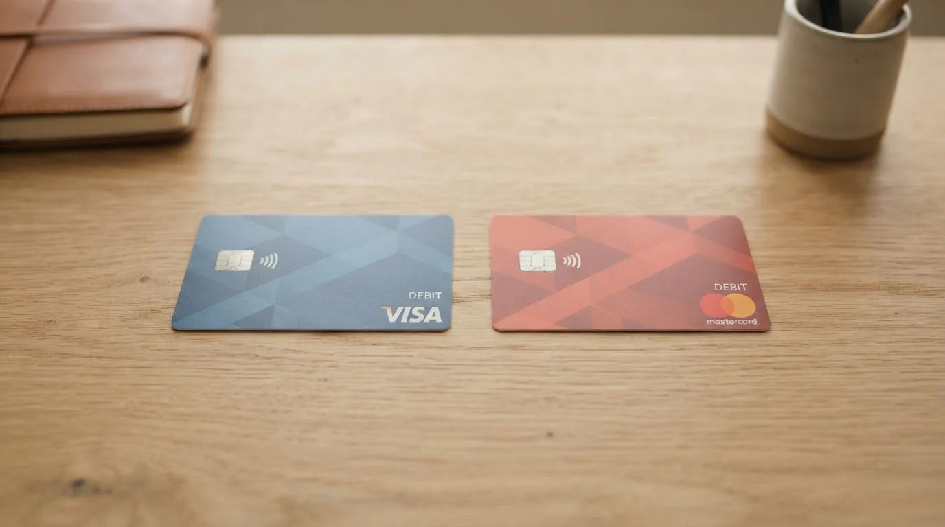 Visa and Mastercard debit cards side by side
